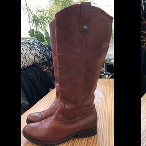 Frye Mellisa Button Tall Riding Boots Chestnut Brown size 6.5